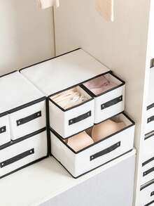 1pc Wardrobe And Underwear Storage Box, Drawer Style Fabric Sorting Box, Covered Compartment For Socks, Underwear, Underwear Storage Artifact, Dormitory Multi-Layer Storage Box, Multifunctional Desktop Storage Box - Multicolor - View 2