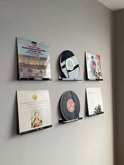 1 pezzo Mensola espositiva per dischi in vinile neri, Scaffale da parete in acrilico per l'esposizione di dischi in vinile, riviste, foto, libri