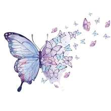 Turtle/Purple Butterfly/Kitten Casual Walk Art Wall Stickers Can Be Removed Vinyl Peeling And Pasted For Living Room Bedroom Hallway Entrance Wall Stickers Bathroom Home Decor
