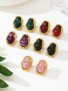 1 Pair Unique Shape Pearl Drop Earrings, Vintage Elegant Fashion Earring For Women - Purple - View 4