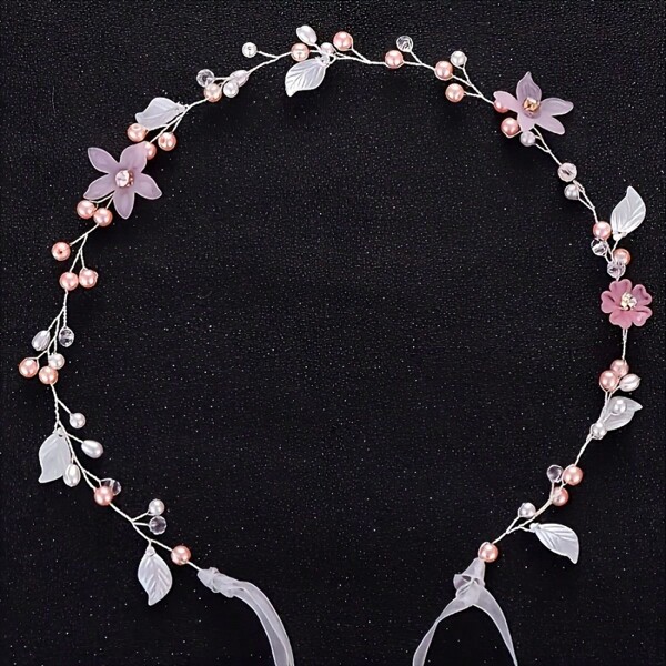 1 Stück eleganter Blumen-Haarreif, handgemachte Tiara-Krone Haarschmuck für Frauen als Braut- und Hochzeits-Haraccessoire sowie Geschenkartikel