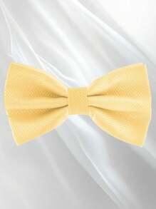 Men's Solid Color Elegant Jacquard Bow Tie, Pre-Tied Double Layer Solid Color Bowtie, Satin Formal Tuxedo Bowknot, Adjustable, Suitable For Groomsmen, Wedding, Party, Formal Events, Holiday Gift