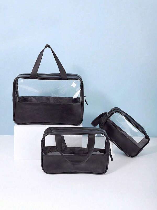 3-1 Stück transparente PVC Kulturtasche zum Aufhängen, wasserdichte Reißverschluss Make-up Organizer Minimalist für Frauen, Geschenk für Mutter, Strandtasche, Strandutensilien, Strandtuchorganizer, Strandaccessoires, Urlaubstasche, Urlaubsutensilien für den Sommer, für den Urlaub