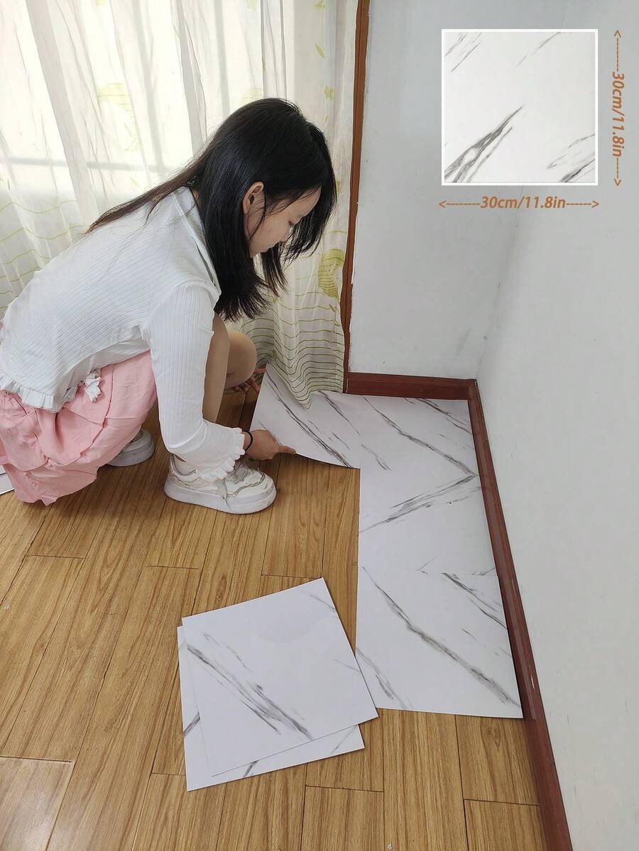 10 件自粘大理石地砖贴纸家居装饰,乙烯基地板地板贴纸,即撕即贴地砖,墙纸墙贴。地板贴纸/墙纸墙贴适用于混凝土、厨房、浴室、出租屋、仓库、客厅、卧室、办公室、房间、家庭聚会装饰、墙壁装饰。防水、耐磨、防滑。墙贴/地砖贴纸-30*30 厘米/11.8*11.8 英寸 - 彩色 - 查看 1