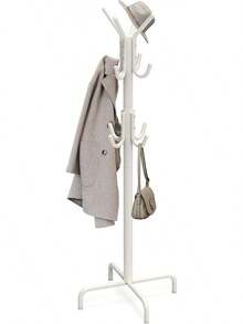 Jkm Simple Houseware Standing Coat And Hat Hanger Organizer Rack, 12 Hooks, Bronze - 白色 - 查看 2