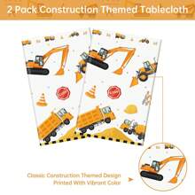 1/2/3 Packs Construction Table Cloth - Dump Truck Tablecloth, Plastic Rectangle Yellow Trucks Themed Table Cover For Construction Birthday Party Supplies Table Decorations Favors