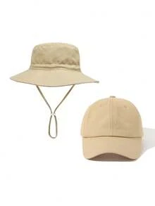 2 Packs Breathable Soft Solid-Color Baseball Cap & Bucket Hat Combo – Lightweight Sun Ion For Outdoor, Vacation, Fashion Accessories With Adjustable Fit - Baseball Cap+ Fisherman Hat - View 13