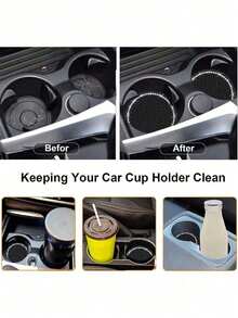 2 件/1 件汽车杯垫,闪亮杯架插入杯垫,通用汽车防滑杯架嵌入饰品硅胶杯垫,汽车内饰配件垫,7 厘米/2.75 英寸软水晶水钻橡胶垫套装圆形汽车饮料杯垫汽车内饰配件 - 彩色 - 查看 5