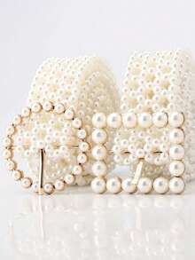 This High-Quality Pearl Belt Is An Ideal Choice For Summer. The Shiny Accessory Can Be Paired With Jeans, Dresses, Swimwear, And Various Pants. It Is Suitable For Weddings, Beach Trips, And Holiday Occasions. - Gold - View 4