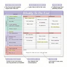 52 Sheets Weekly To Do List Notepad, (8.5"*11") Motivational Design, Goal Setting, Recipes, Production Organizer, Time Management, Work And Home School Supplies,Back To School