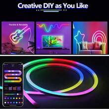 RGB IC Neon LED Light String, USB Neon Light Strip, Music Synchronized Smart Light String, 8 Modes, 1m/2m/3 Meters/5m Options, Waterproof Flexible Light Strip With Bluetooth Remote Control, Suitable For Bar, Bedroom, Kitchen, Living Room, Game Room, Outdoor Decoration, Also Applicable For Birthday Party, Camping, Halloween, Christmas Decoration - RGBIC - View 9