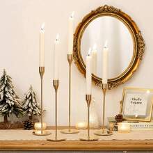 Weihnachten 3er-Set Kerzenhalter Set Halloween Heim Dekoration, Luxus Kerzenhalter aus goldenem Metall, Heim/Hochzeits Party/Romantisches Dinner Dekoration, Raumdekoration, Geschenke Geburtstag Abschluss Metall Gold Stabkerzenhalter für Hochzeit, Essen, Party, geeignet für 3/4 Zoll dicke Kerzen & LED Kerzen (Set mit 3 Stück) Heim Dekoration Neujahrsgeschenk - Verschiedenfarbig - Übersicht 13