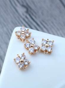 1 pieza/5 piezas Colgante de flor de trébol de cristal de circonia cúbica microincrusted, hecho a mano para hacer pulseras y joyas DIY, de aproximadamente 7,7 * 10 mm incluyendo el anillo, elegante kit de accesorios de colgante de cuentas portátil DIY