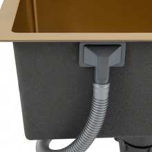 YUNRUX Kitchen Sink Countertop Embedded Stainless Steel Rectangular Sink With Drain Pipe - Gold - View 9