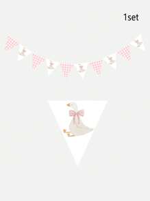 Goose Theme Party Decorations, One Silly Goose Banner Triangle Flag, Pink Or Blue Checkered Pennant, 1st Birthday Shower Party Decoration, Farm Animal Themed Party Favor(DIY)