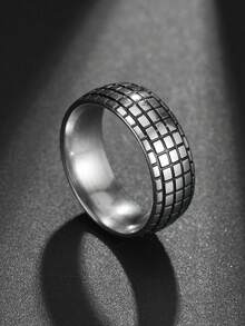 1pc Creative Geometric Stainless Steel Unisex Ring, Suitable For Street & Everyday Wear - Silver - View 12