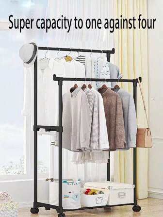 1 件多功能落地式衣帽架带鞋柜 - 耐用塑料，适合家庭整理