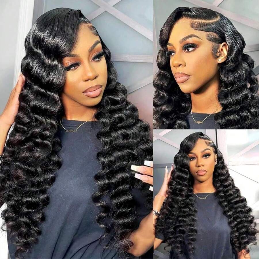42 Inch 250% Density Loose Deep Wave Lace Front Wigs Human Hair For  Women 13x4 Hd Lace Front Glueless Loose Wave Wigs Human Hair Pre Plucked With Baby Hair 250% Density Loose Wave Frontal Wigs 28 Inch