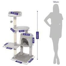 SEBRUANC 112cm Cat Tree Multi-Layer Cat Scratching Tree Medium Cat Tower Cat Climbing Frame Stable Frame And Comfortable Perch With Cat Toys And Sisal For Fats To Care For Their Paws And Have Fun - Light Grey - View 7