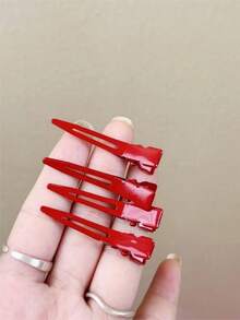 12pcs Anchor Red Positioning Clip Hair Clips, Simple Bangs Side Clip Seamless Hair Clips, Versatile Hairpins For Girl Claw Clips Hair Slide Hair Barrettes - Multicolor - View 5