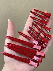12pcs Anchor Red Positioning Clip Hair Clips, Simple Bangs Side Clip Seamless Hair Clips, Versatile Hairpins For Girl Claw Clips Hair Slide Hair Barrettes - Multicolor - View 8
