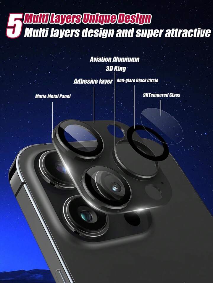 IPhone 12 Case With Camera Lens Cover, HD Screen Protector, Military-Grade Protection, Ring Car Mount Kickstand, Hybrid Hard PC & Soft TPU Shockproof Design, Black