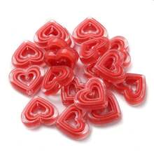 Approx 30pcs 6 Colors Transparent Hollow Out Heart Beaded Acrylic Material For Jewelry Making, Great For Valentine's Day / New Year Theme Valentines - Multicolor - View 8