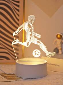 1 Stück Heimdekor Fußballspieler Muster 3D Acryl Nachtlicht, USB betriebenes Fußball Leuchtschild, Heim- und Raumdekoration Nachtlicht, Innen Tischbeleuchtung, geeignet als Geschenk zum Schulbeginn oder Geburtstag für Fußballbegeisterte