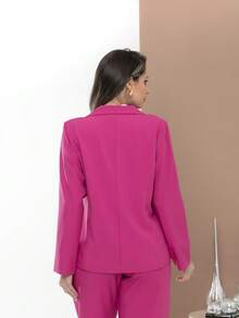 Women's Blazer And Tailored Pants Set - Hot Pink - View 9