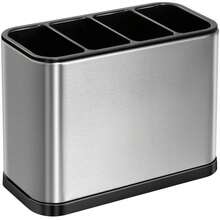 Rustproof Stainless Steel Utensil Caddy Organizer - 7.1 X 3.39 X 5.1 Inch, 4 Dividers, Anti-Slip Base, Polished Finish Flatware Holder - Ideal Gift For Christmas, Halloween, Thanksgiving Day, Valentine's Day, Birthday Gift, Kitchen Sink Caddy - Silver - View 2