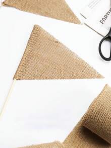 13条3.5米可重复使用亚麻三角旗 - 复古黄麻三角旗串旗，适用于派对装饰、教室、学校、嘉年华、圣诞节、圣帕特里克节、复活节、情人节、斋月、开斋节、狂欢节、聚会、毕业典礼、乡村风格婚礼、生日装饰、节日装饰和家居悬挂装饰 - 棕色 - 查看 7