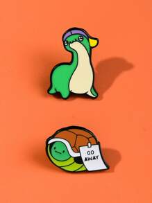 1/2 pièces Broche Dinosaure + Tortue, Insigne Métallique Alliage Mignon Créatif de Dessin Animé, Accessoires de Mode pour Sacs et Vêtements, Épingle Accessoire pour Vêtements, Sac, Charme, École, Bureau, Chemises, Vestes, Bijoux, Noël, Halloween