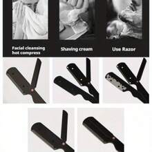 Straight Razor Set - Includes Black Stainless Steel Razor And 10 Blades, Barber Razor For Smooth Shaving And Beard Trimming, Throat Shaving For Precise Mustache And Beard Grooming, Smooth Shave For Barbers And Home Use