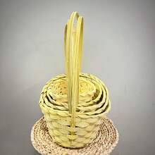 Disposable Handmade Bamboo Baskets In Various Colors And Sizes, Perfect As A Gift Basket Or Holiday Basket. - Yellow - View 5