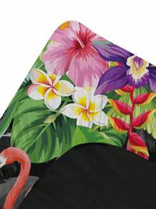 1pc Tropical Leaves, Flamingo, Element Printed Milk Silk Universal Beach Chair Cover, Removable & Washable Stretchy Slipcover For Pool, Beach, Outdoor