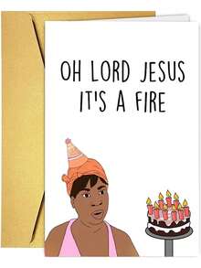 1Pc Oh Lord Jesus, This Is A Fire. Fun Birthday Card With Envelope (4.92 Inches * 6.93 Inches), Suitable For Family, Friends, Men And Women, Small Business Items, Unusual Items, Thank-You Cards, Birthday Decorations, Humorous Birthday Cards. - Multicolor - View 3