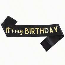 1Pc,'It's My Birthday' Sash Ribbon For Women And Men,It's My Birthday Sash Hot Pink White Rose Gold Black With Iridescent Foil Sash For 16th 18th 21st 30th 40th 50th 60th 70th 80th 90th Birthday Sash Gift Or Any Bday Party Birthday Party, For Any Age - Multicolor - View 9