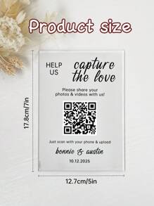 Placa de acrílico com código QR para casamento, ajuda a capturar o amor, placa com foto de casamento, placa com código QR digitalizável para chá de panela, placa personalizada para casamento