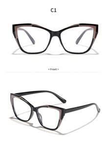 1 Pair Fashion Tinted Glasses, Women's Decoration Casual Retro Color Matching Cat-Eye Non-Prescription Glasses, Suitable For Daily Wear, Computer, Mobile Phone, Reading, Walking, Shopping, Street Photography