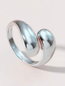 1pc Minimalist Cross Circle Adjustable Ring, Unique Jewelry - Yellow Gold - View 3