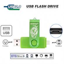 Biyetimi High Speed OTG USB Flash Drive 64GB/128GB Rotating USB Stick 32GB/8GB Compatible With Android/PC, Business Gift - Green - View 3