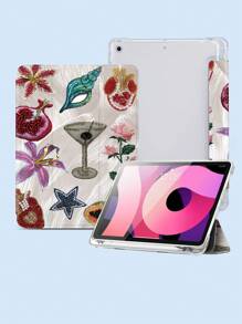 Étui Junk d'été compatible avec iPad 10,2 pouces 2021/2020 iPad 9e/8e génération, compatible avec Samsung Galaxy Tab A8 10,5 pouces 2022, compatible avec Huawei Matepad 10,4/étui de tablette, avec support pour stylet, prend en charge la fonction de veille/réveil automatique