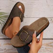 Women's Slip-On Fashion Sandals With Tassels And Straw Fabric - Perfect Summer Footwear For Ladies - Nâu toàn phần - Xem 7