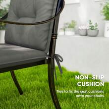 Outsunny Set Of 4 Garden Chair Cushions With Backs, 108L X 50W X 5H Cm Outdoor Seat Cushions Outdoor Seat Pads With Backrest, Tufted Back, Ties Dining Chair