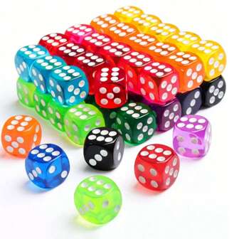 50 pezzi di dadi colorati, dadi a 6 facce per giochi da tavolo, dadi sciolti da 14 mm per feste e giochi da tavolo (colori casuali)