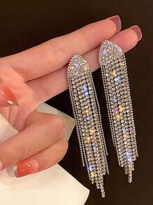 1 par de pendientes largos con forma de corazón, con strass y borlas, para San Valentín, mamá, madre, Día de la Madre, regalo