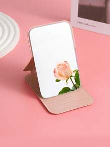 1 szt. składane przenośne lusterko do makijażu ze stojakiem, lusterko podróżne, narzędzie kosmetyczne, lusterko toaletkowe, lustro do makijażu stołowego, kompaktowe składane kieszonkowe lusterko do makijażu, prostokątne małe minimalistyczne składane lusterko do makijażu do podróży, kompaktowe, składane, urocze kieszonkowe lusterko, składane ręczne lub na biurko, odpowiednie do akademika, biura i podróży, damskie kompaktowe lusterko, Quick Touch - najlepszy prezent na urodziny, ukończenie szkoły