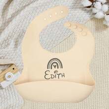 LICVIC 1pc Custom Engraving Name Baby Silicone Tableware, Personalized Soft Silicone Bibs With Pattern, Customized Engraved Baby Silicone Bibbaby, Dark Red/Cream/Blue/Green, Silicone Adjustable Waterproof Bibs, Kids Child Toddlers Baby Feeding - Multicolor - View 11