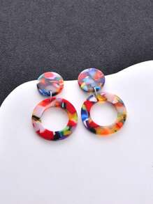 1 Pair Acrylic Shiny Hoop Earrings, Fashion Jewelry For Women, Suitable For Parties And Evening Wear