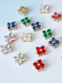1 pieza/5 piezas Colgante de flor de trébol de cristal de circonia cúbica microincrusted, hecho a mano para hacer pulseras y joyas DIY, de aproximadamente 7,7 * 10 mm incluyendo el anillo, elegante kit de accesorios de colgante de cuentas portátil DIY